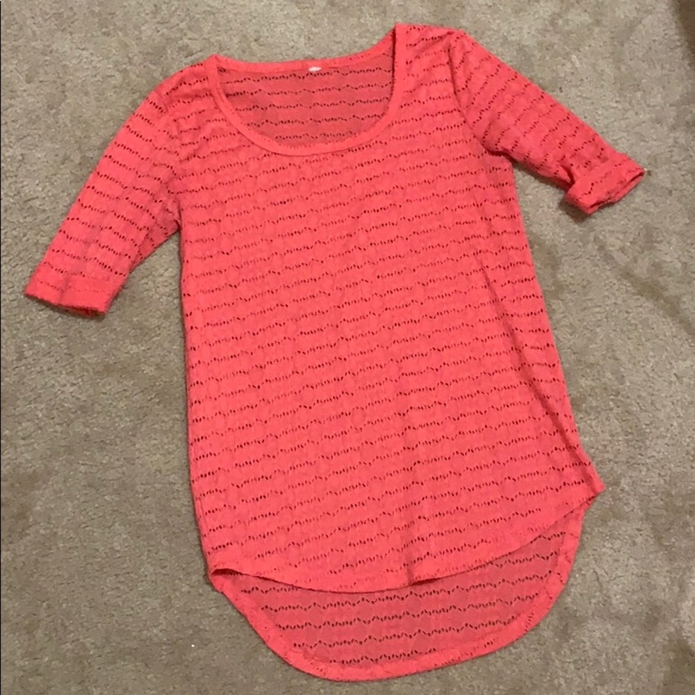 Coral/pink open-weave Top